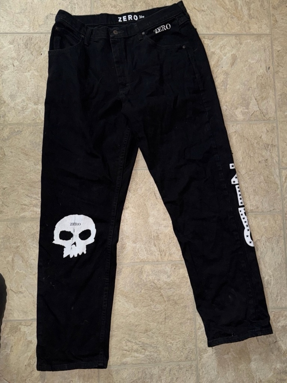 Black Men's Cargo Pants with White Skull Graphic